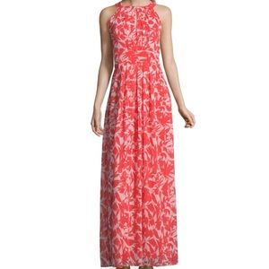 White and coral summer dress